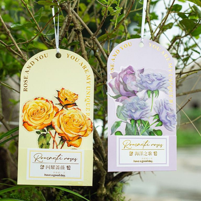 Pack Romantic Rose Series Large Size PET Stickers 6 Designs 10 Pcs - ViktaShop