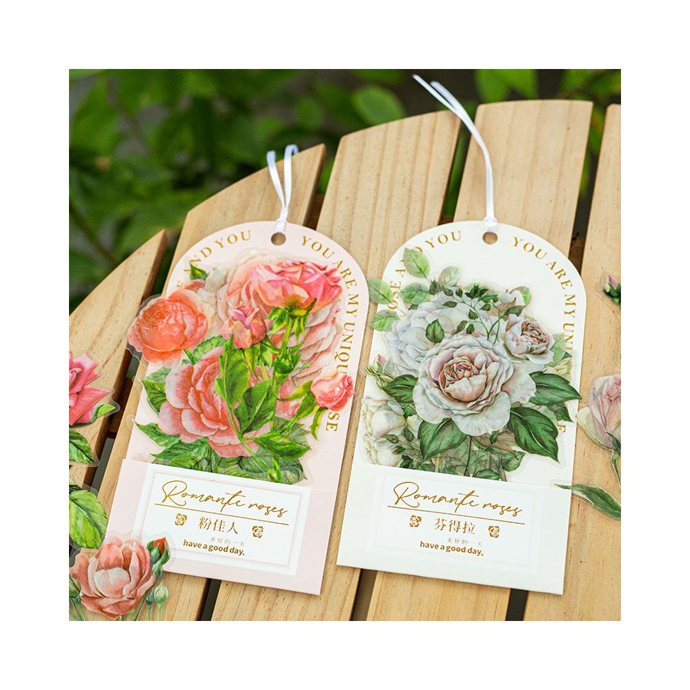 Pack Romantic Rose Series Large Size PET Stickers 6 Designs 10 Pcs - ViktaShop
