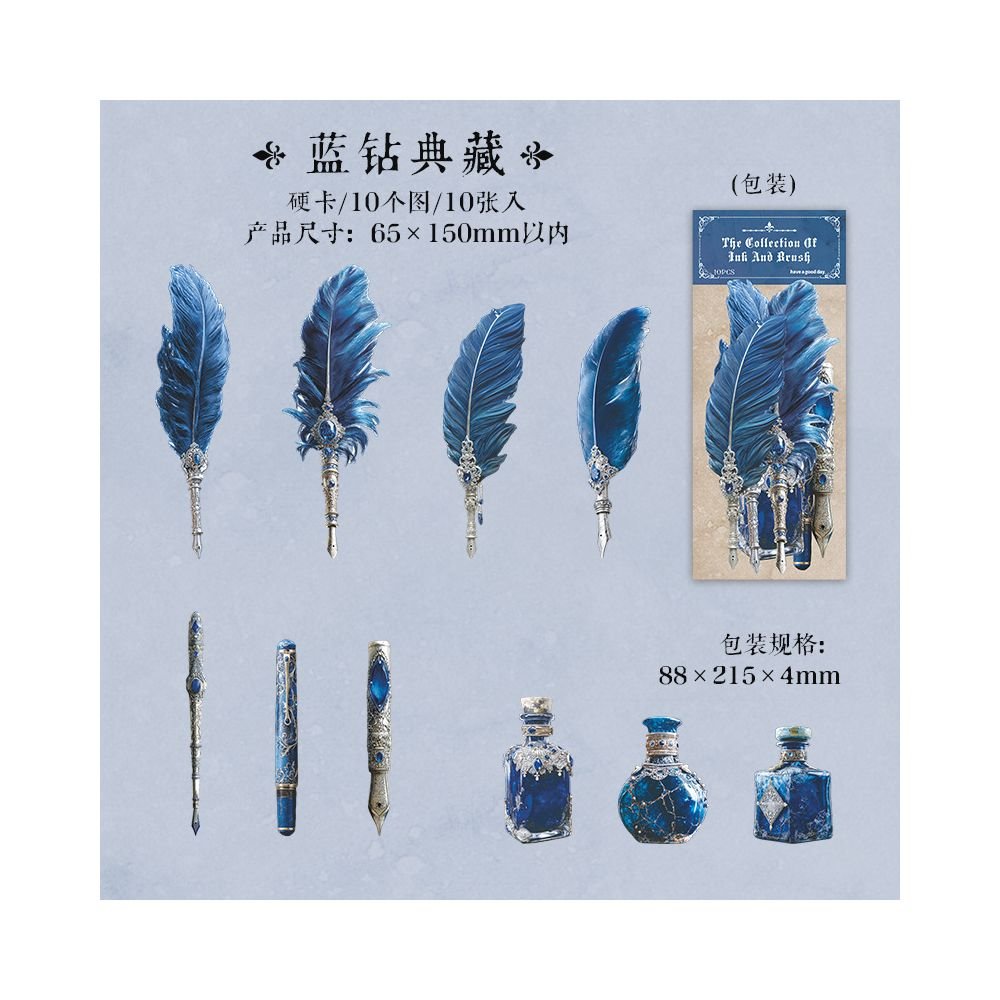 Pen and Ink Treasures Series Hard Card Stickers 10 sheets 6 Styles - ViktaShop