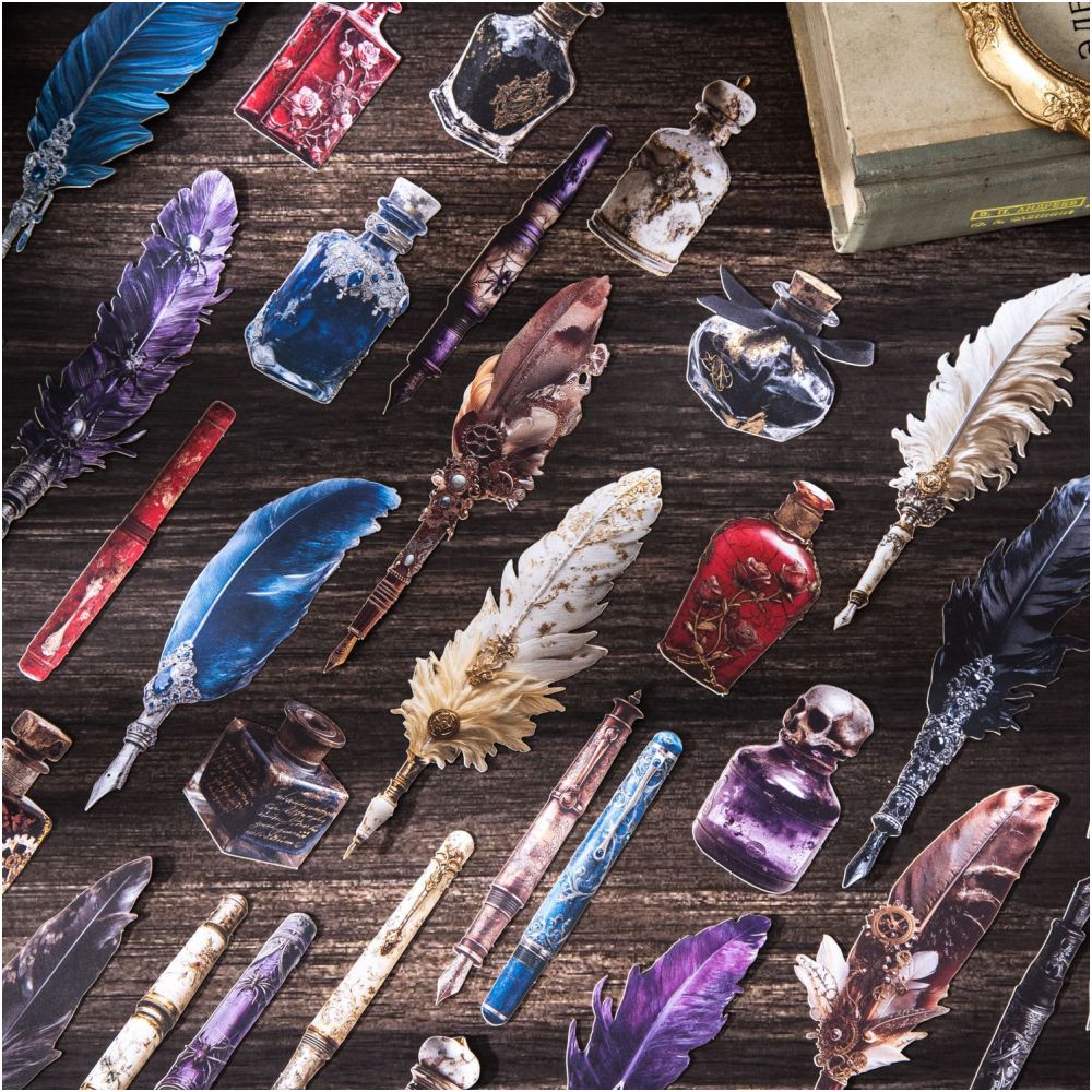 Pen and Ink Treasures Series Hard Card Stickers 10 sheets 6 Styles - ViktaShop