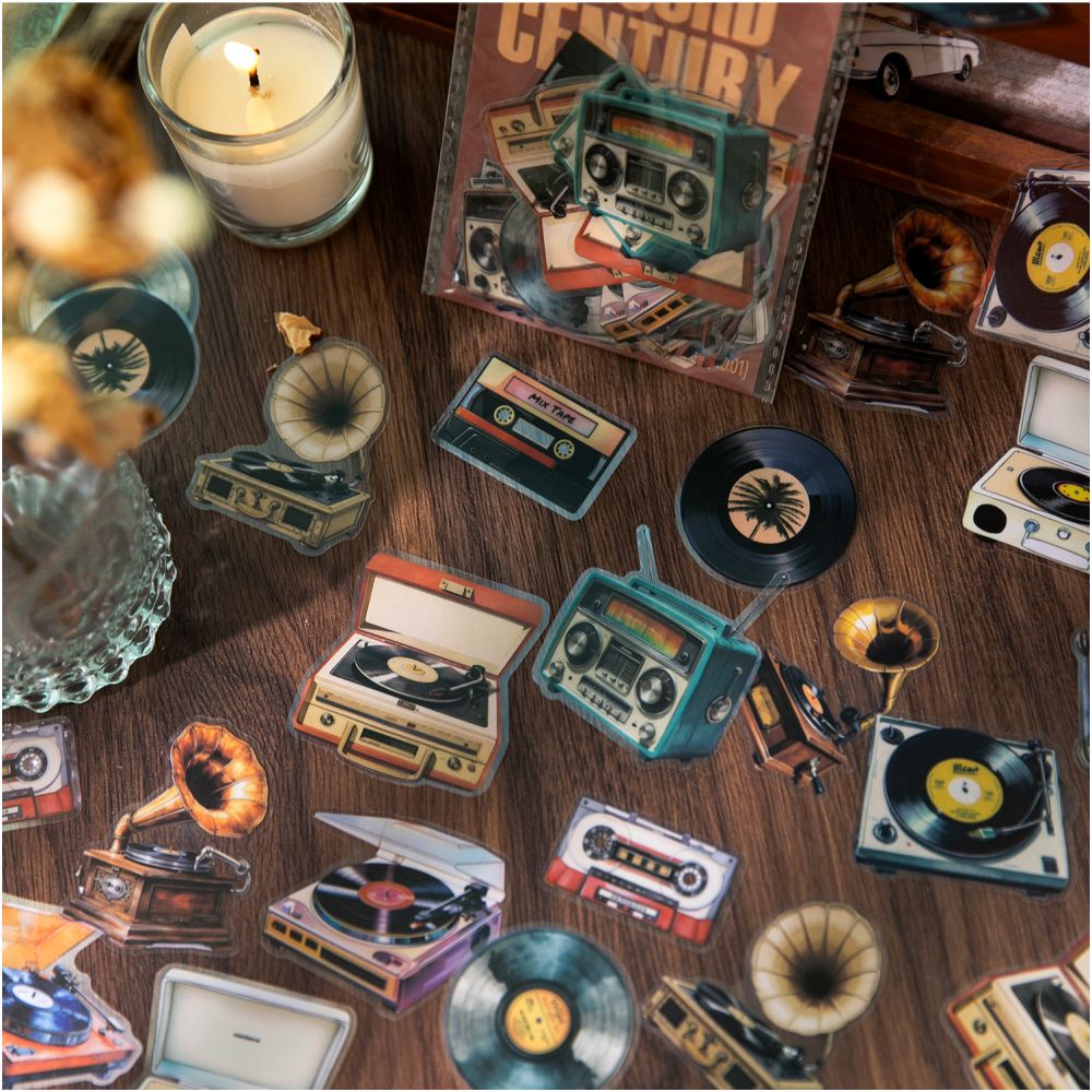 Phonograph Series Retro PET Stickers 30 sheets 4 Types - ViktaShop