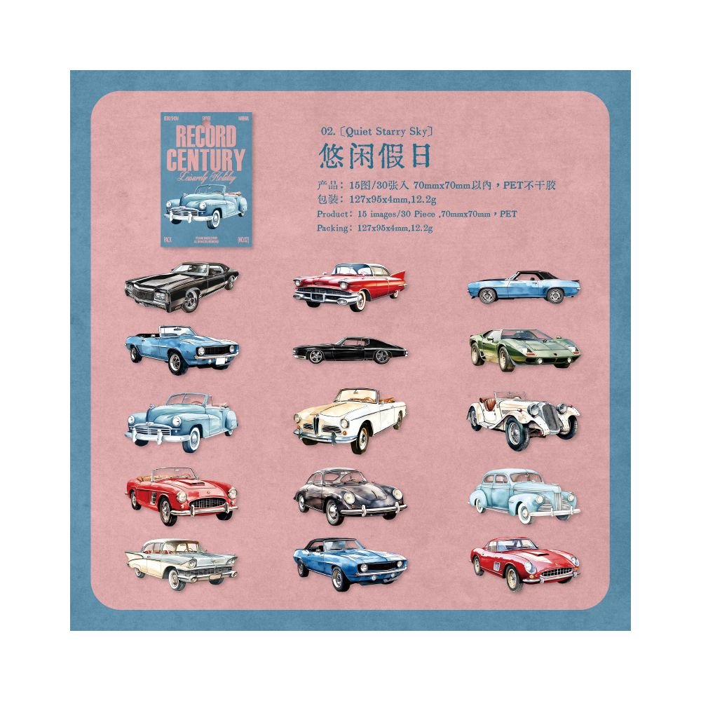 Phonograph Series Retro PET Stickers 30 sheets 4 Types - ViktaShop