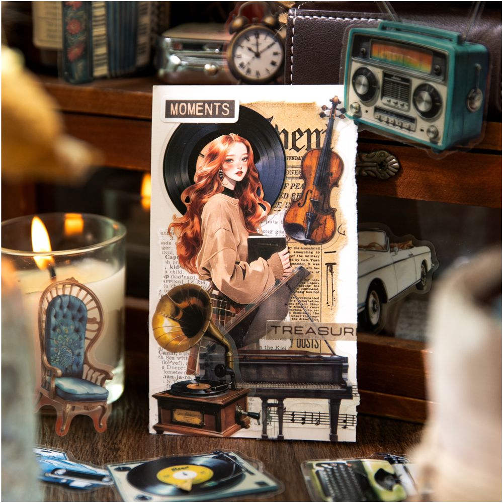 Phonograph Series Retro PET Stickers 30 sheets 4 Types - ViktaShop
