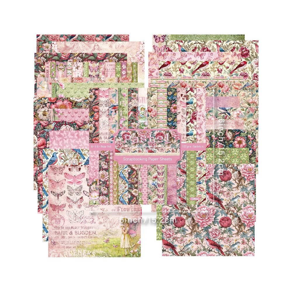 Pink pastel material paper 24 Sheets 15cm x 15cm - ViktaShop