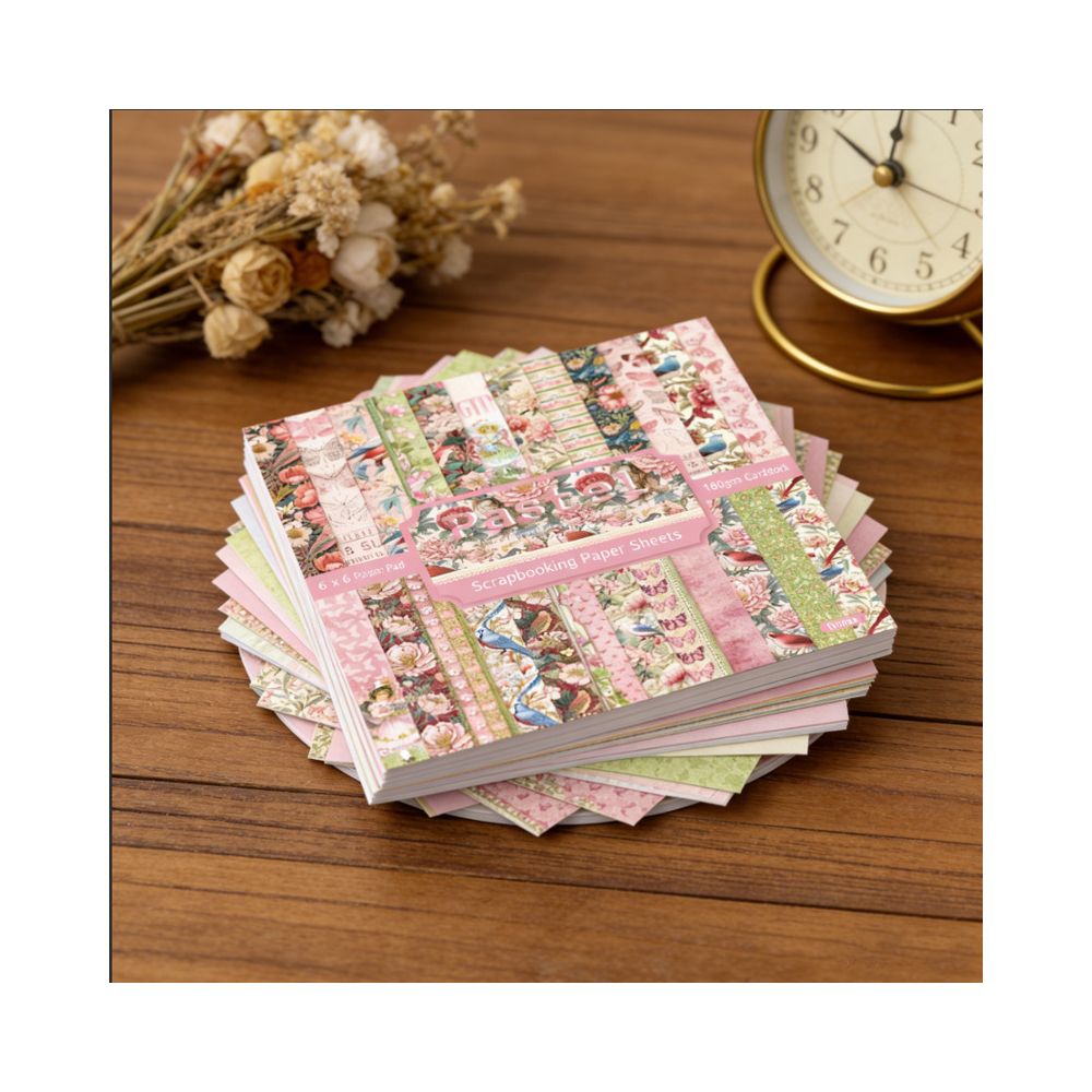 Pink pastel material paper 24 Sheets 15cm x 15cm - ViktaShop