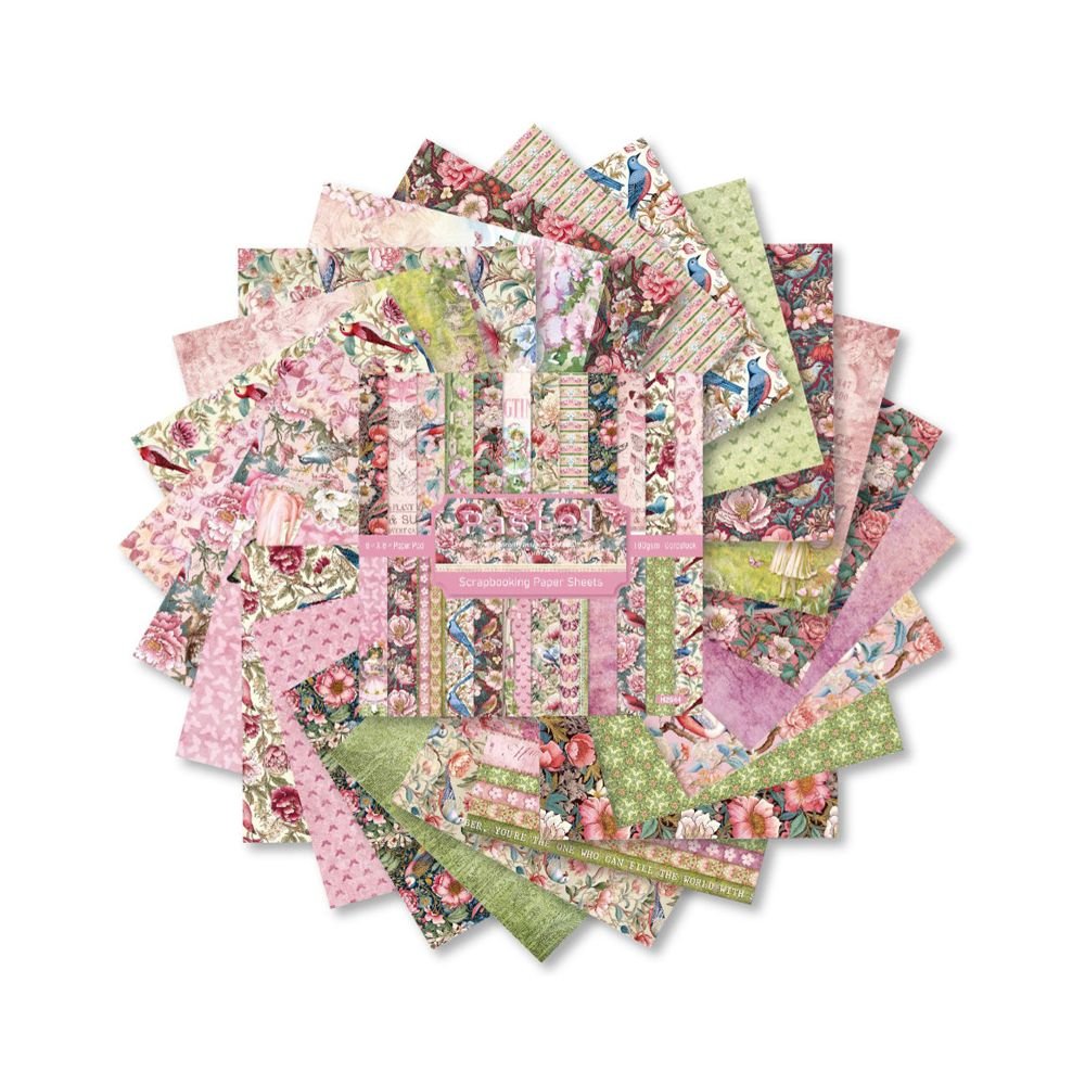Pink pastel material paper 24 Sheets 15cm x 15cm - ViktaShop