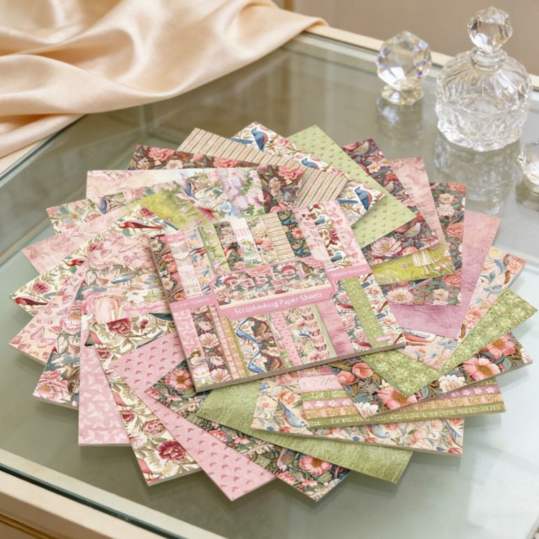 Pink pastel material paper 24 Sheets 15cm x 15cm - ViktaShop