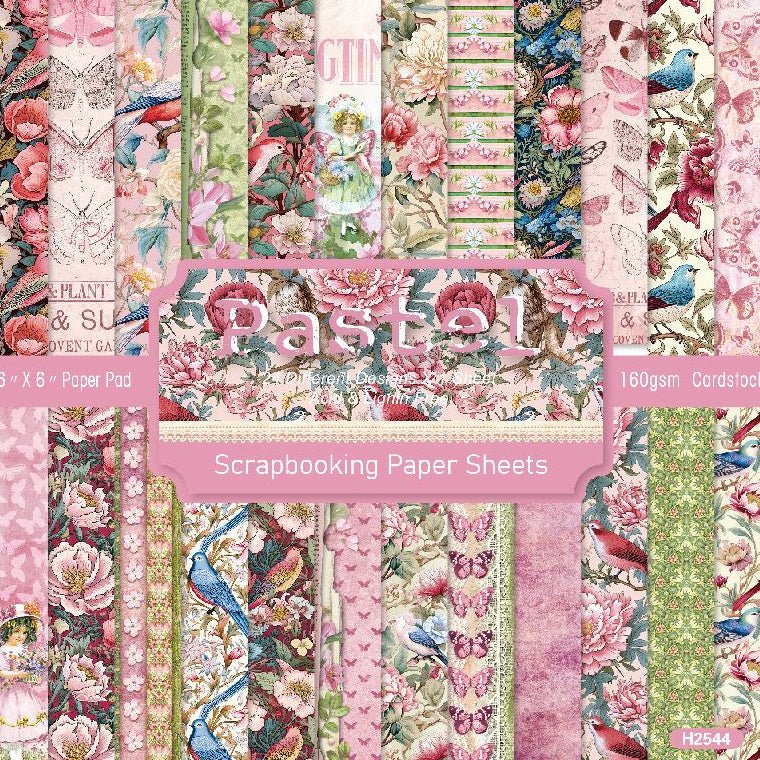 Pink pastel material paper 24 Sheets 15cm x 15cm - ViktaShop