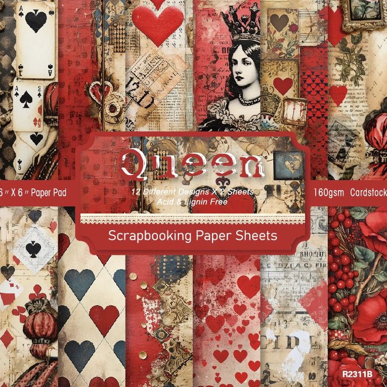 Queen series material paper 24 Pcs 15cm x 15cm - ViktaShop