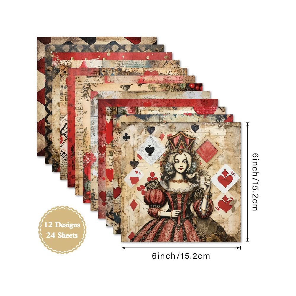 Queen series material paper 24 Pcs 15cm x 15cm - ViktaShop