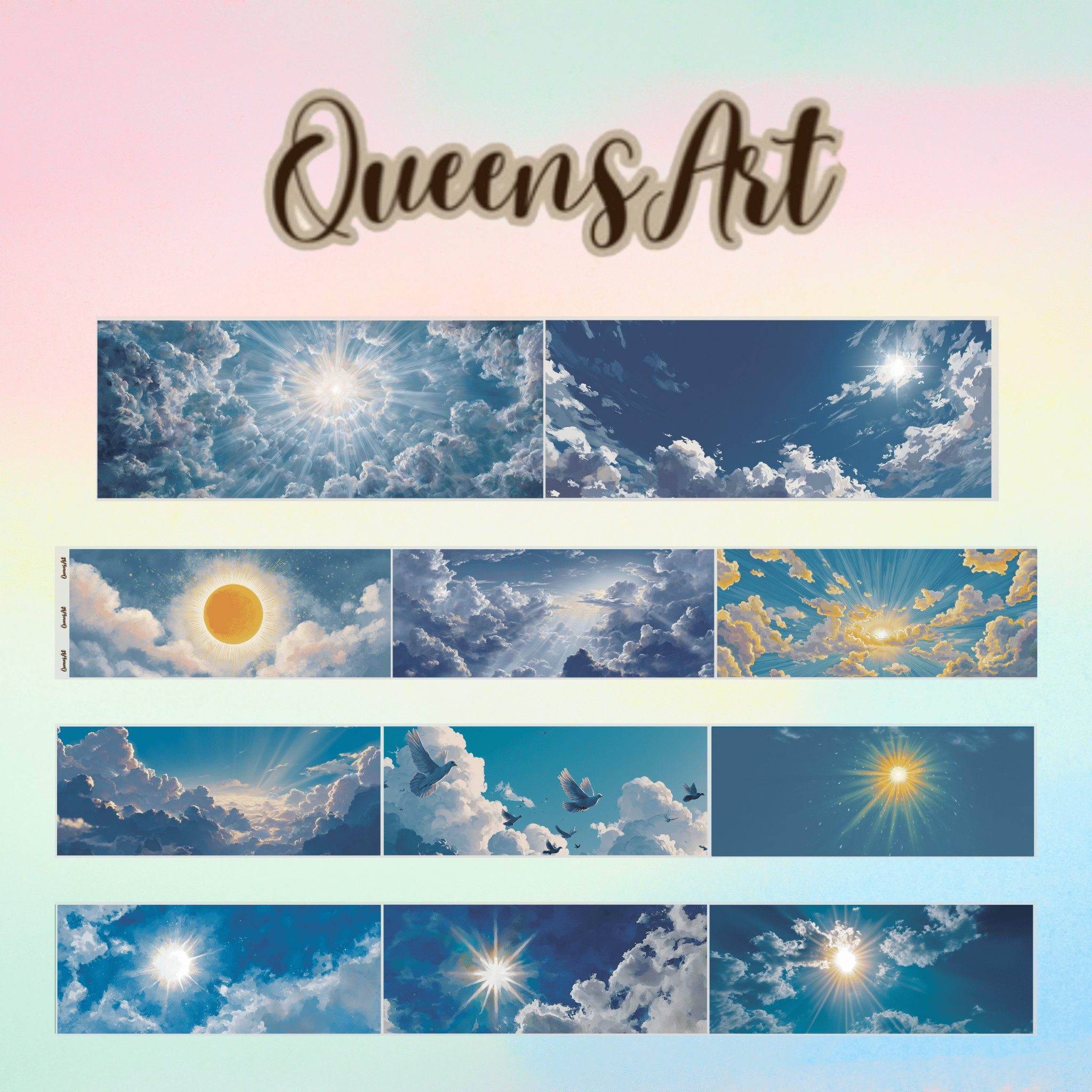 Queens Art Blue Sky PET tape 9cm x 2.5m - ViktaShop