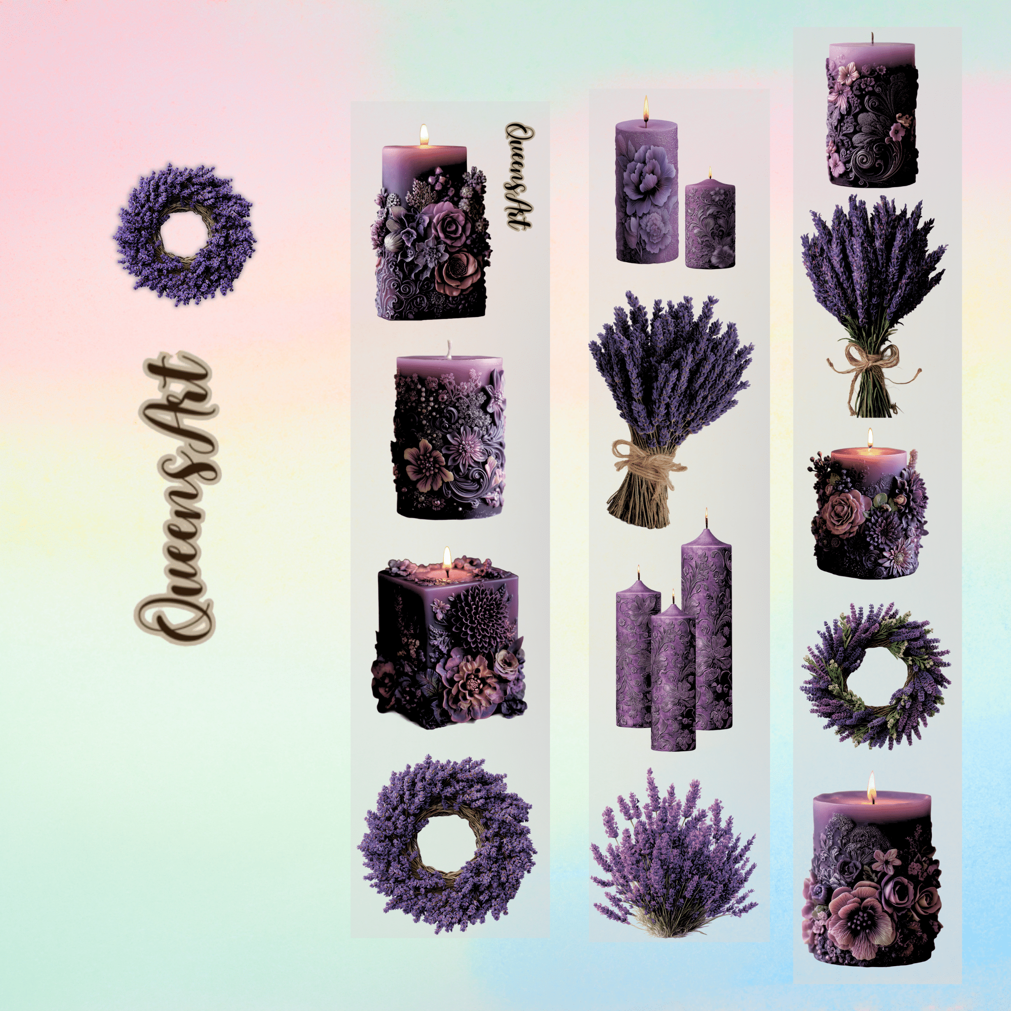 Queens Art Lavender Candle PET tape 8cm x 125cm - ViktaShop