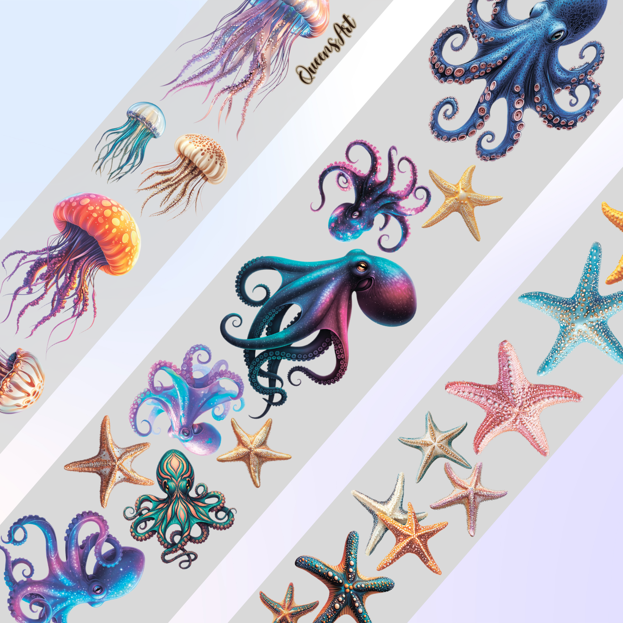 Queens Art Octopuses PET tape 8cm x 1.25m - ViktaShop