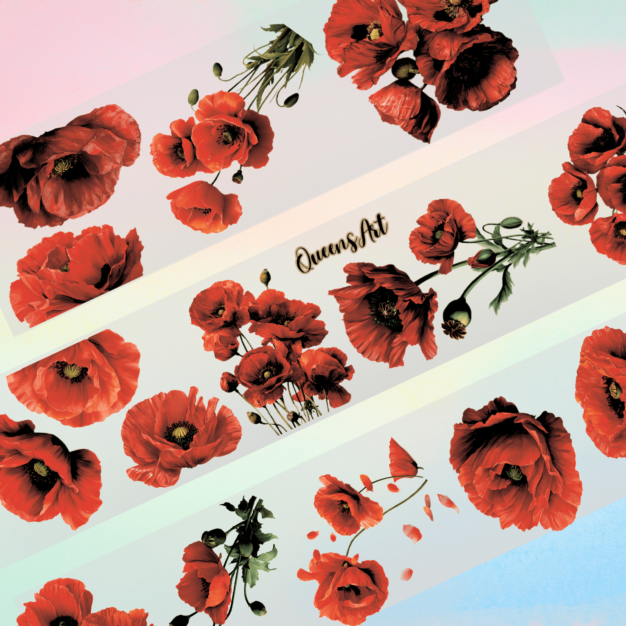 Queens Art Poppy PET tape 8cm x 1m - ViktaShop