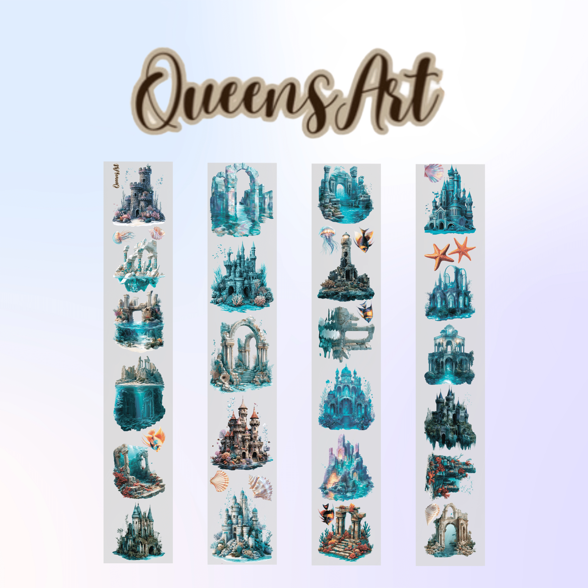 Queens Art Underwater Castle PET tape 9cm x 2,5m - ViktaShop