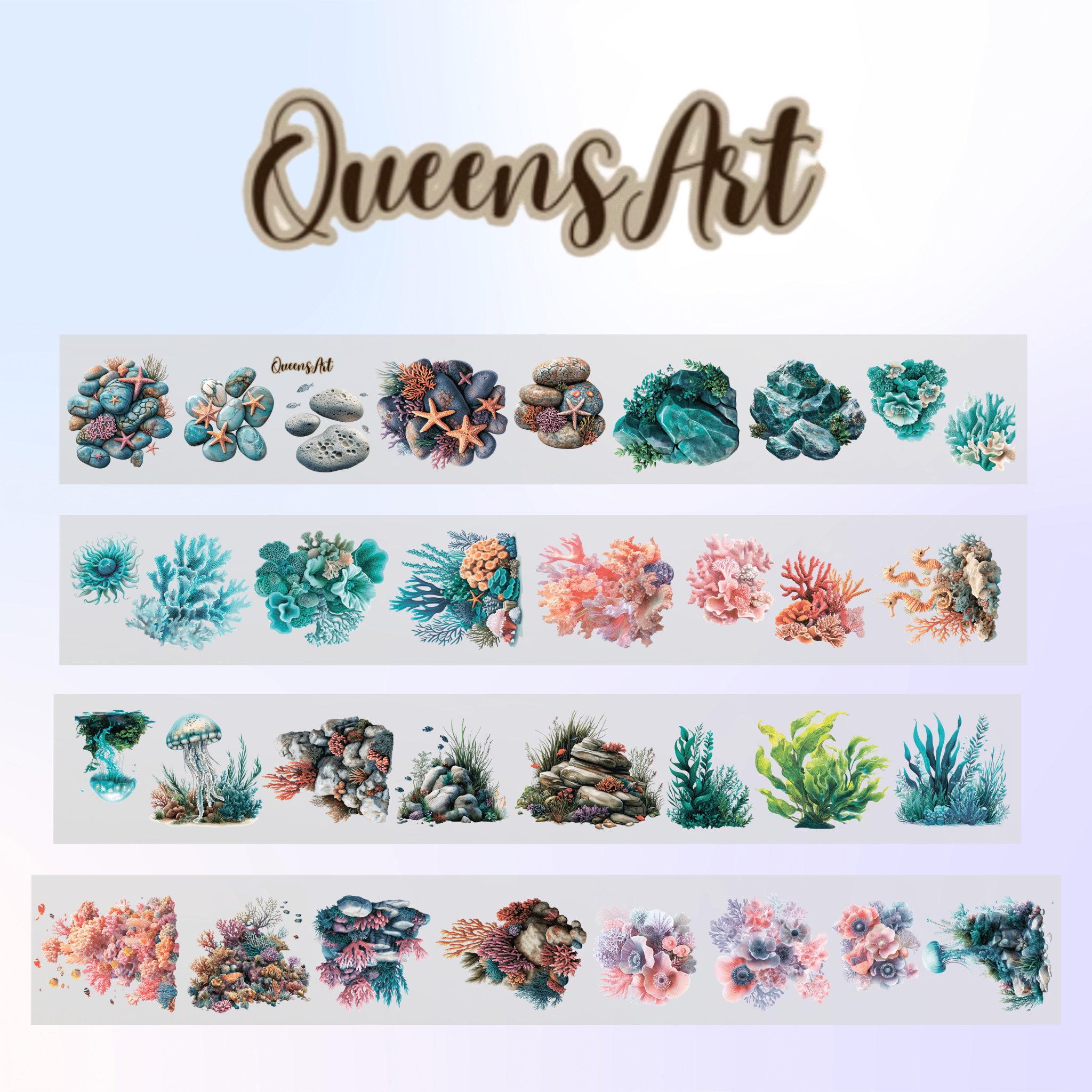 Queens Art Underwater Vegetation PET tape 8cm x 2,5m - ViktaShop