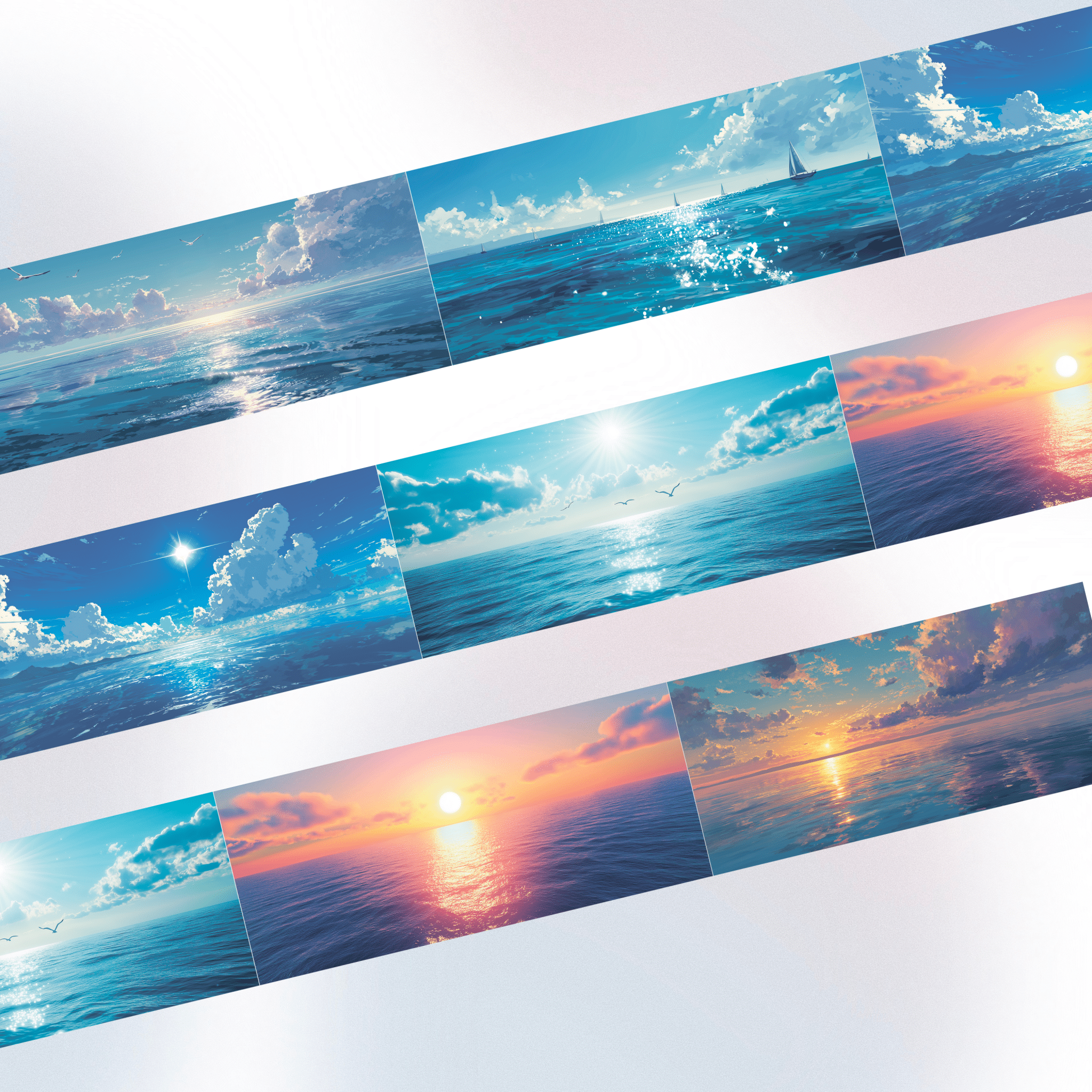 Queens Art Water Landscape PET tape 9cm x 1.25m - ViktaShop