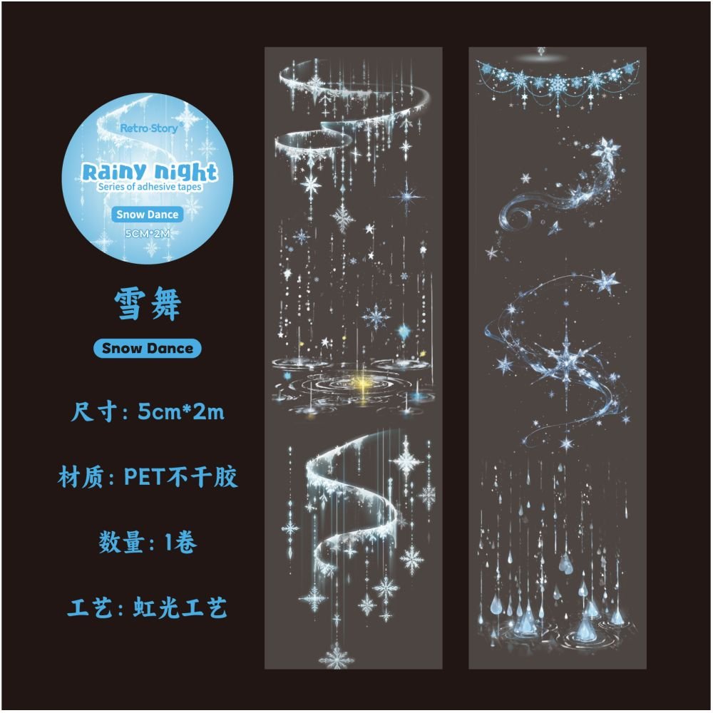 Rain night series PET Tape 6 designs 5cm x 2m - ViktaShop