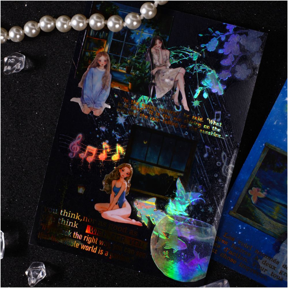 Rain night series PET Tape 6 designs 5cm x 2m - ViktaShop