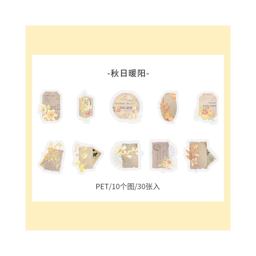 Retro Floral Collage PET Sticker Pack 8 Designs 30 pcs - ViktaShop