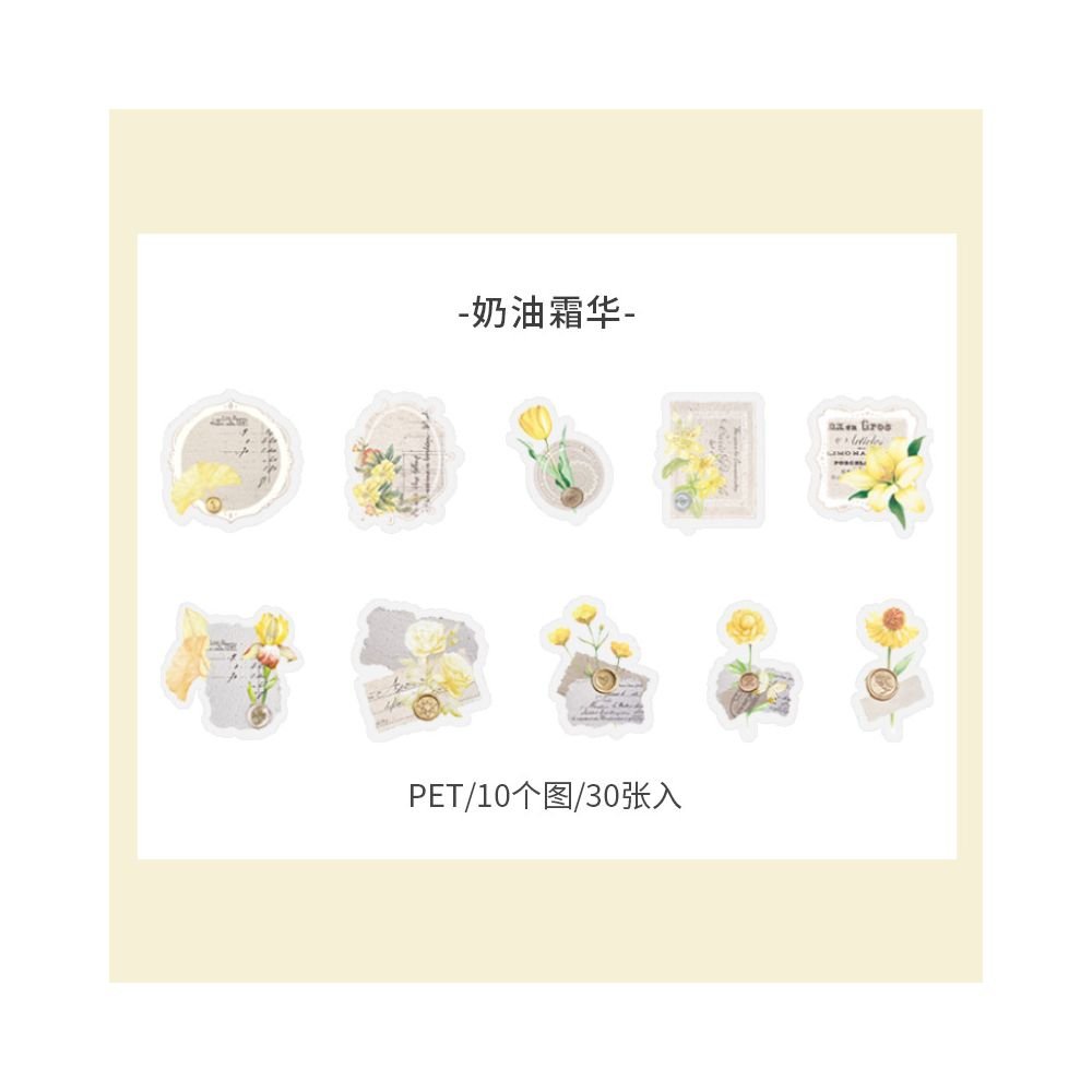 Retro Floral Collage PET Sticker Pack 8 Designs 30 pcs - ViktaShop
