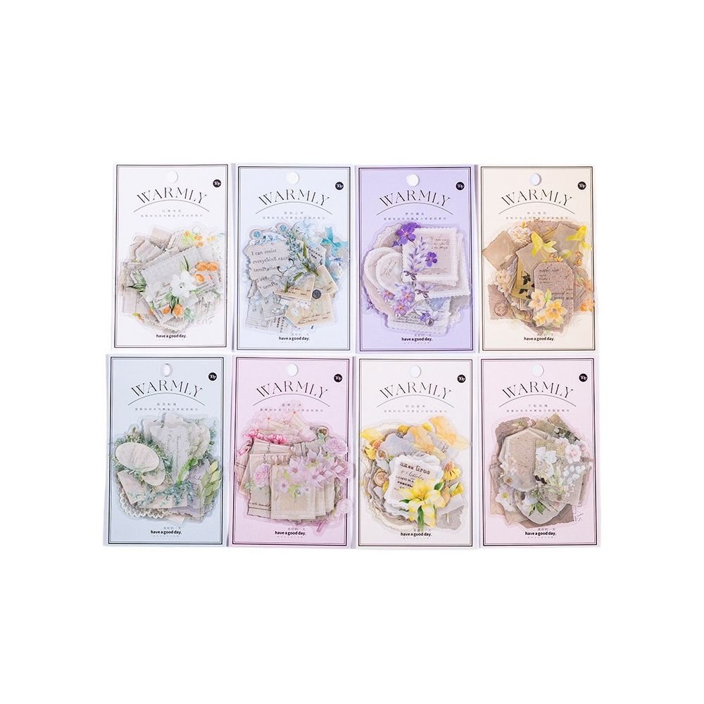 Retro Floral Collage PET Sticker Pack 8 Designs 30 pcs - ViktaShop