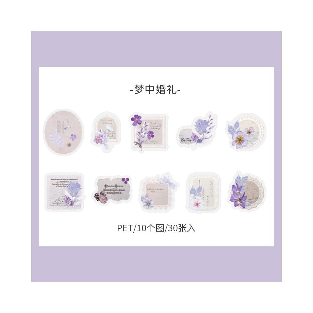 Retro Floral Collage PET Sticker Pack 8 Designs 30 pcs - ViktaShop