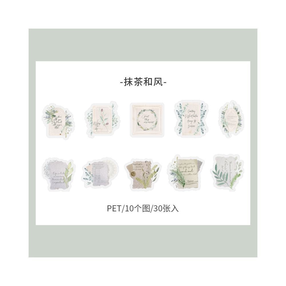 Retro Floral Collage PET Sticker Pack 8 Designs 30 pcs - ViktaShop