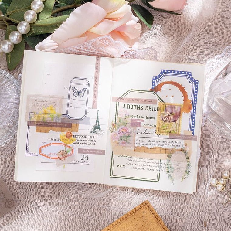 Retro Floral Collage PET Sticker Pack 8 Designs 30 pcs - ViktaShop