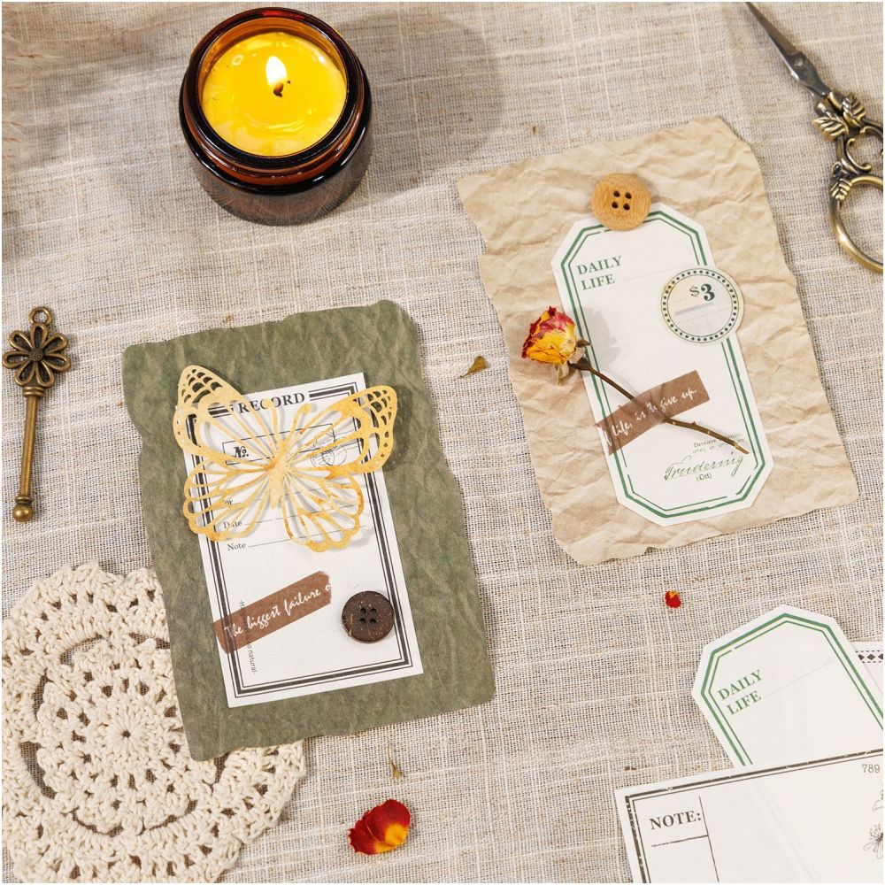 Retro Memo Paper Base 4 Designs 30 Pcs - ViktaShop