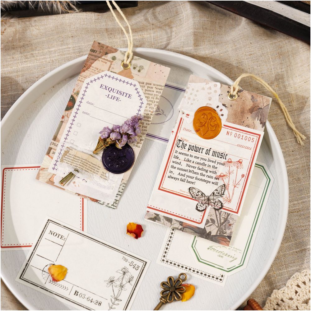Retro Memo Paper Base 4 Designs 30 Pcs - ViktaShop