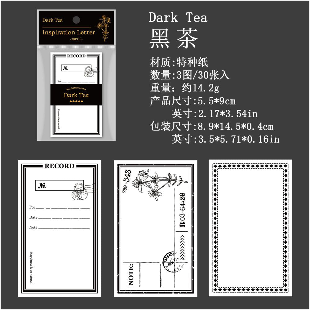 Retro Memo Paper Base 4 Designs 30 Pcs - ViktaShop