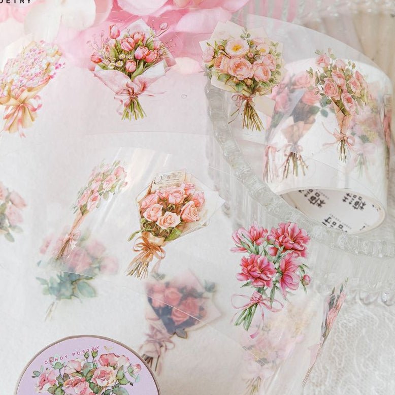 Romantic Bouquet Series PET Tape 6 Designs 4cm x 2m - ViktaShop
