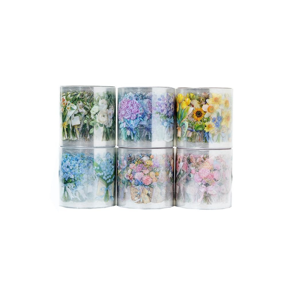 Romantic Bouquet Series PET Tape 6 Designs 4cm x 2m - ViktaShop