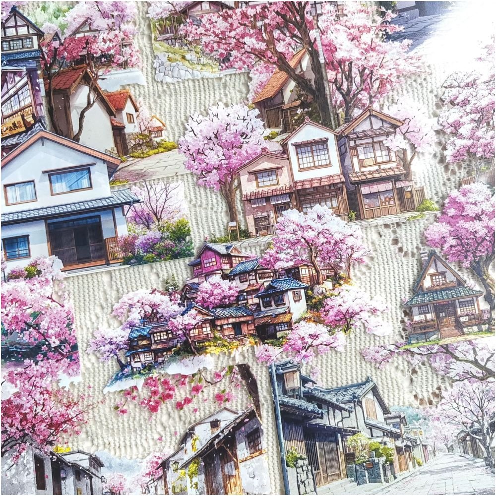 Sakura Tree Town Landscape PET Tape 6 Styles 9cm x 1m - ViktaShop