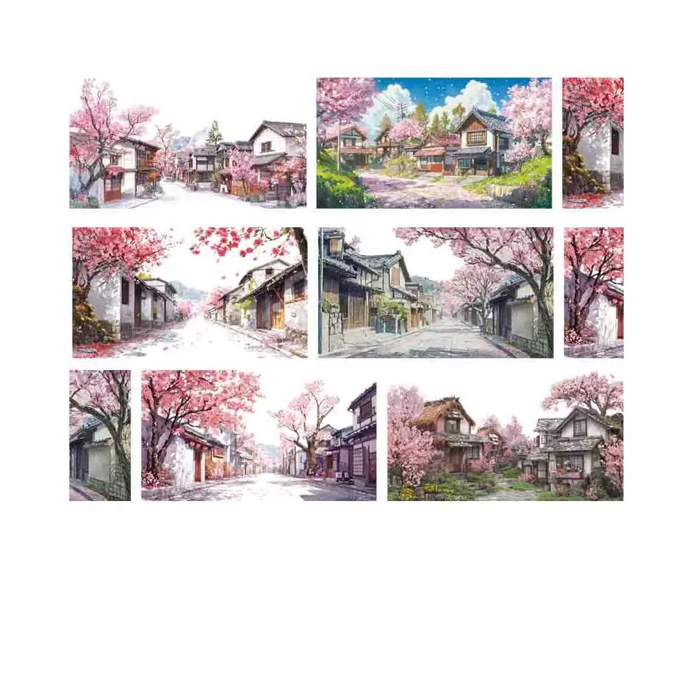 Sakura Tree Town Landscape PET Tape 6 Styles 9cm x 1m - ViktaShop