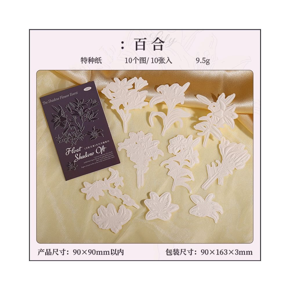 Shadows and Floral Embossed Paper 10 sheet 6 Styles - ViktaShop