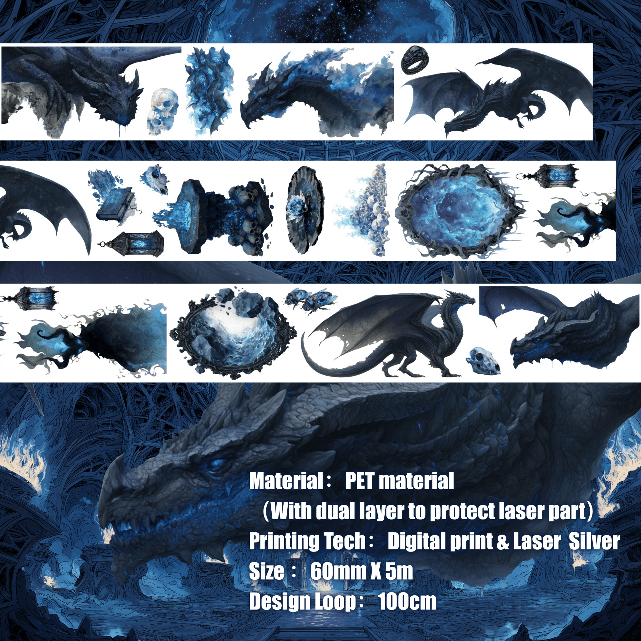 Shiimmer Necro Dragon PET Tape 6cm x 1m - ViktaShop