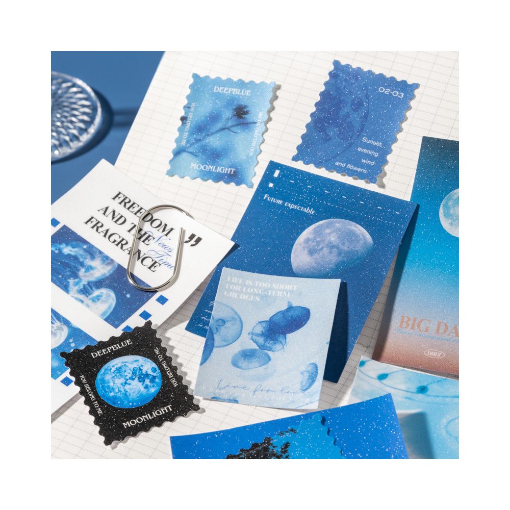 Silent Blue Series Paper Sticker 6 Styles 30 Pcs - ViktaShop