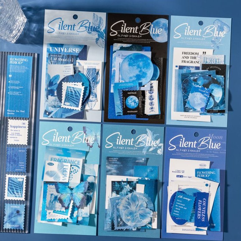 Silent Blue Series Paper Sticker 6 Styles 30 Pcs - ViktaShop