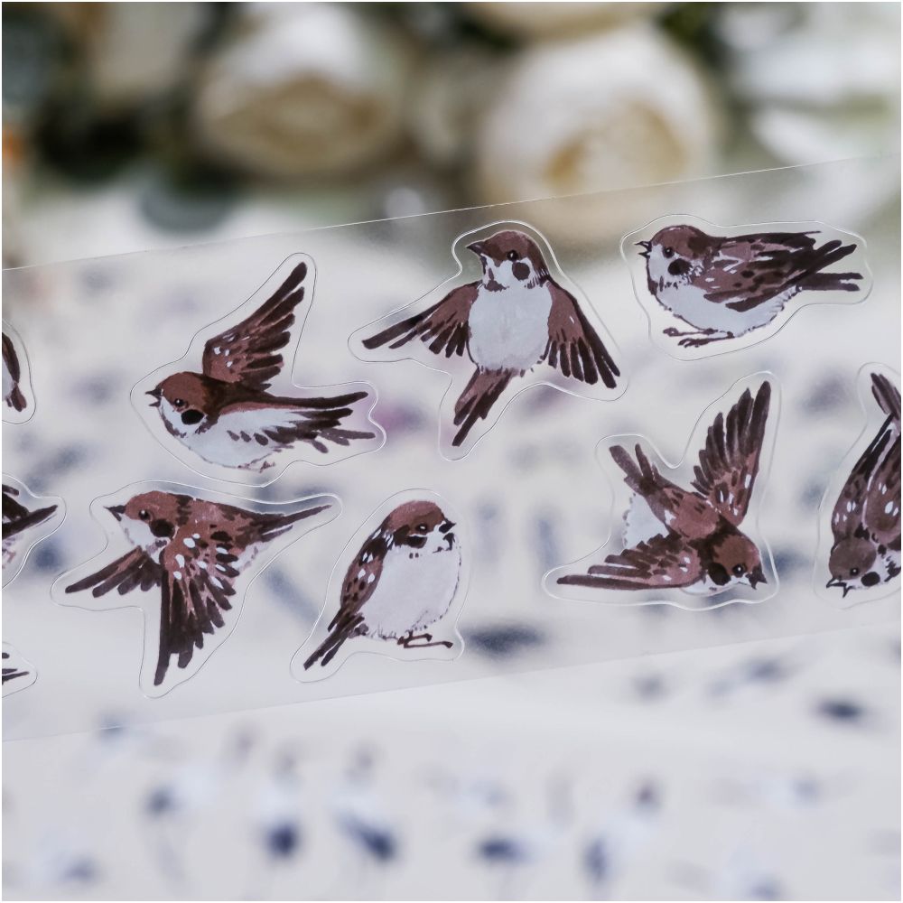 Small Birds Wild Geese and Flock of Birds PET tape 5cm x 1m - ViktaShop