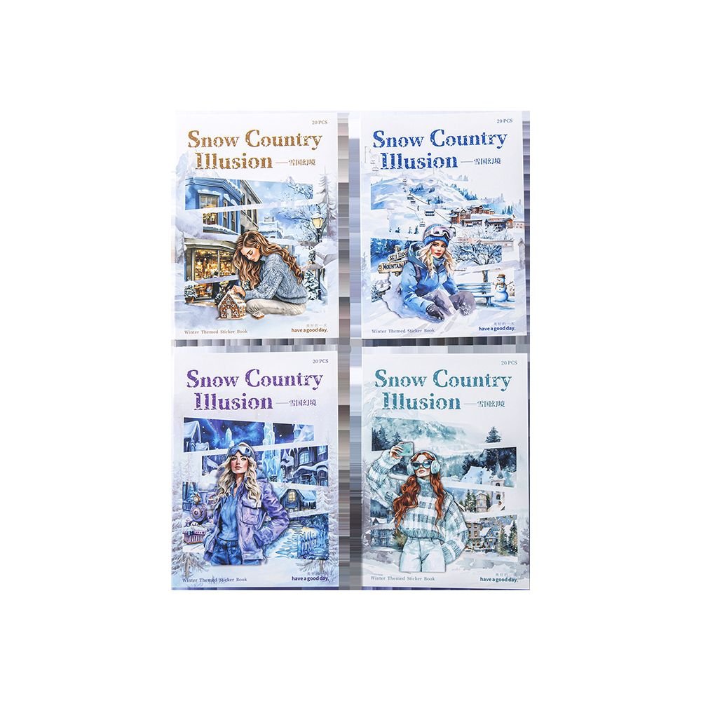 Snow Country Fantasy Series Winter Sticker Book 4 Styles 20 Sheets - ViktaShop