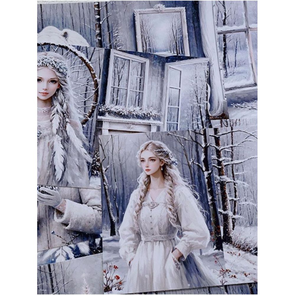 Snowflake winter background material paper 16 Sheets 13cm x 19cm - ViktaShop
