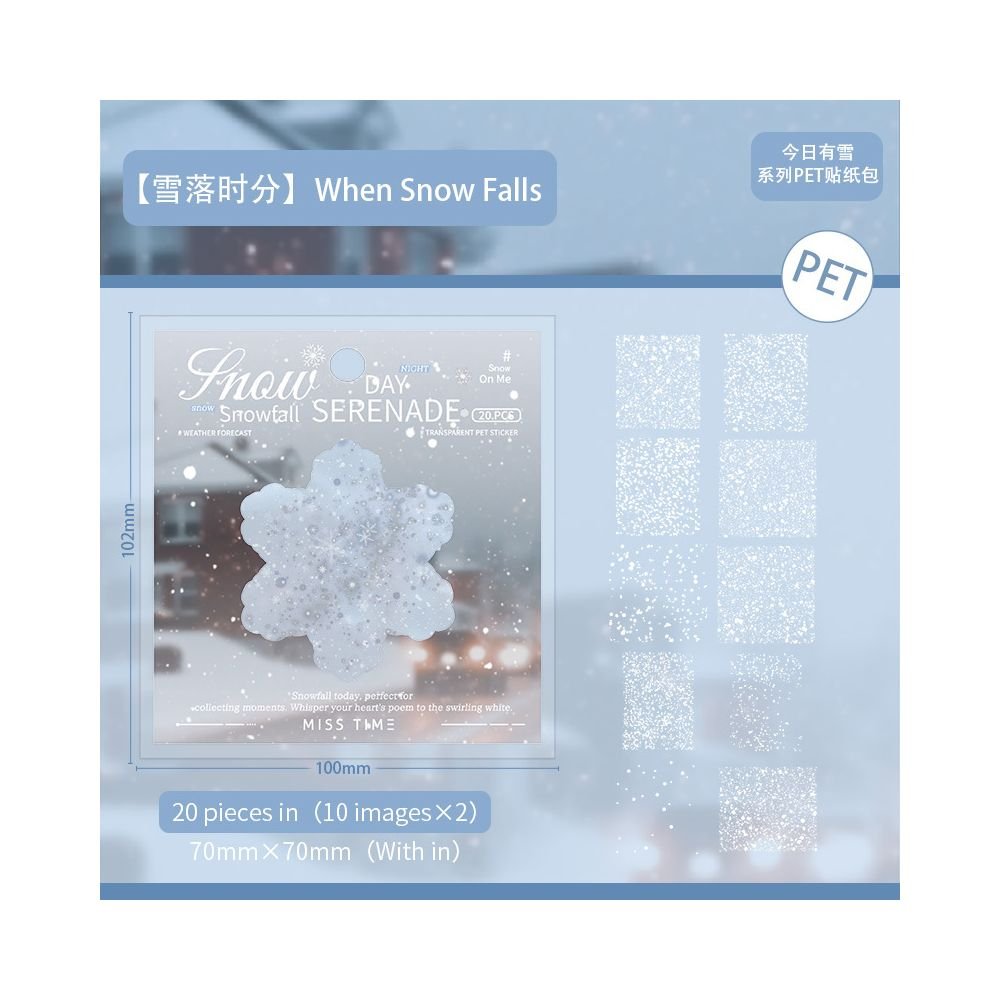 Snowing series PET sticker pack 6 designs 20 Pcs - ViktaShop