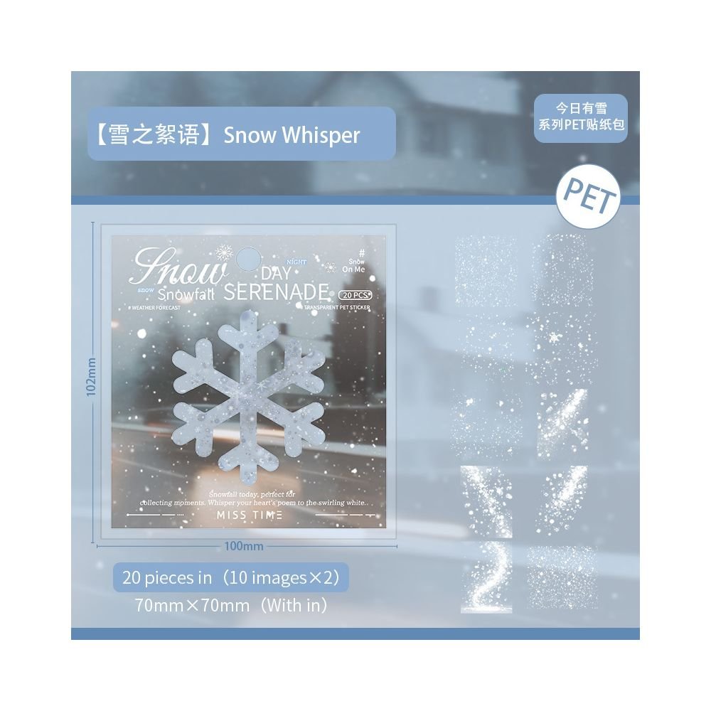 Snowing series PET sticker pack 6 designs 20 Pcs - ViktaShop
