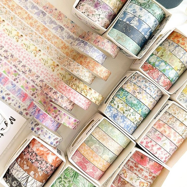 Spring Blossom Series Washi Tape Set 5 Rolls - ViktaShop