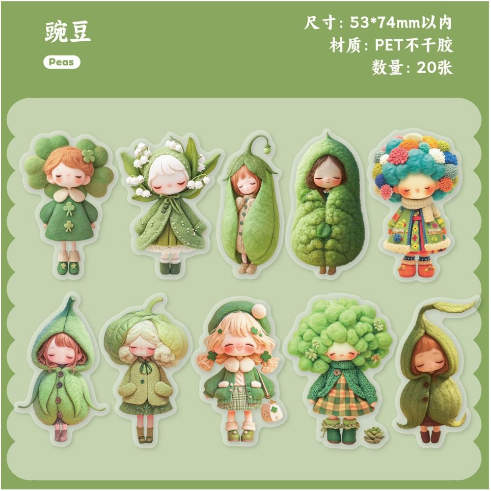 Sugar Velvet Series Doll PET Stickers 20 sheets 6 Styles - ViktaShop
