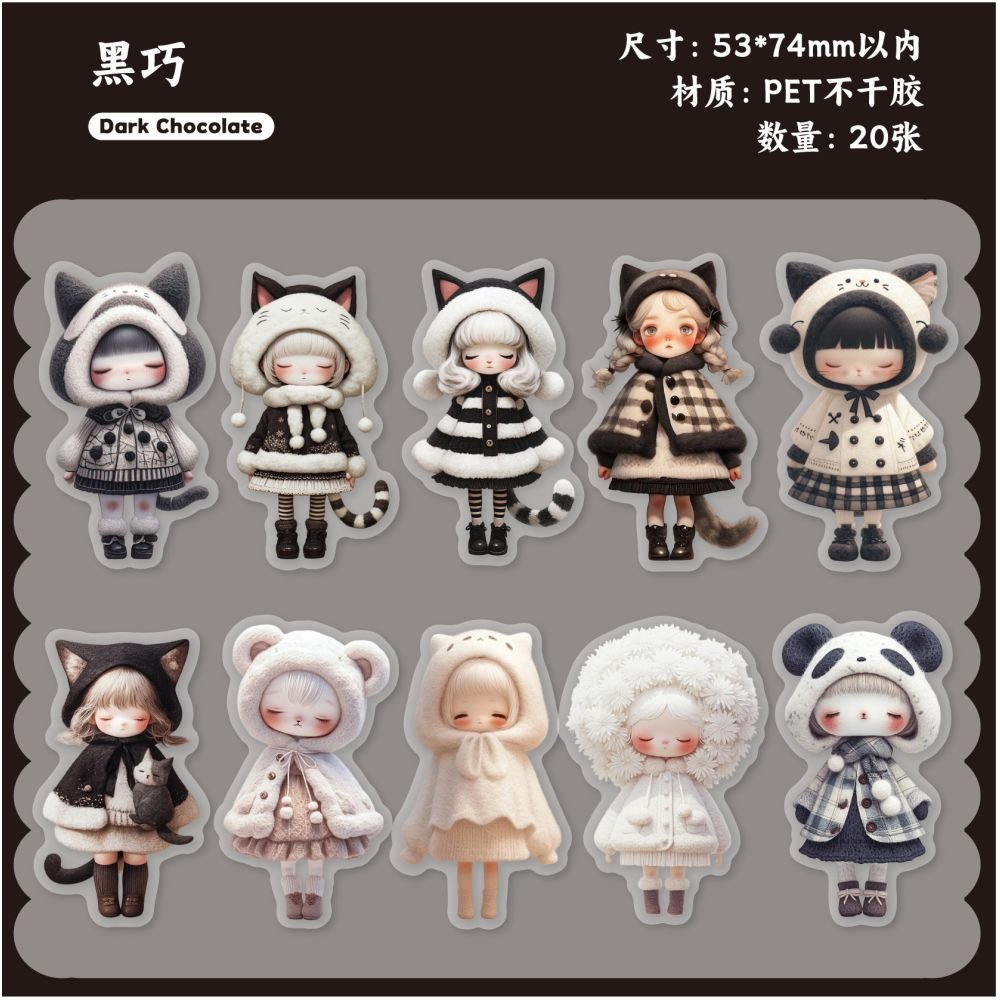 Sugar Velvet Series Doll PET Stickers 20 sheets 6 Styles - ViktaShop