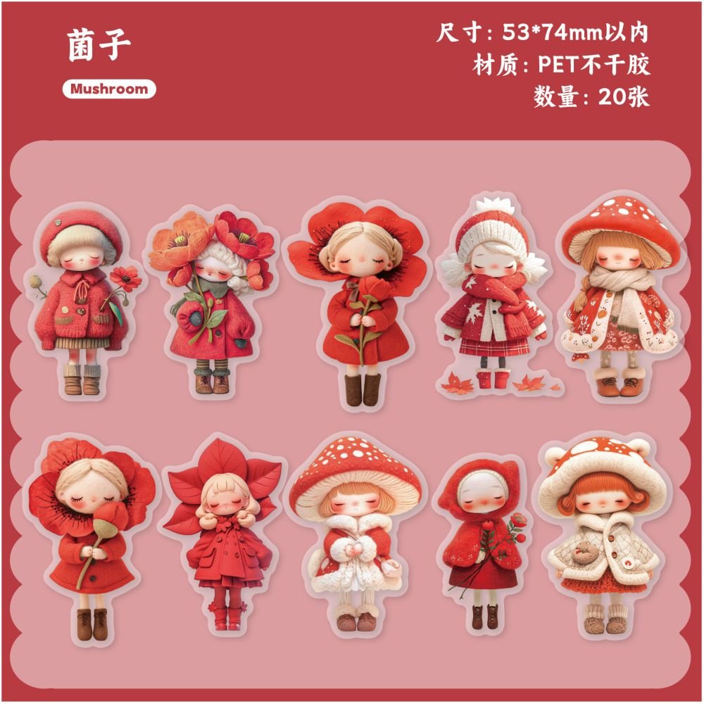 Sugar Velvet Series Doll PET Stickers 20 sheets 6 Styles - ViktaShop