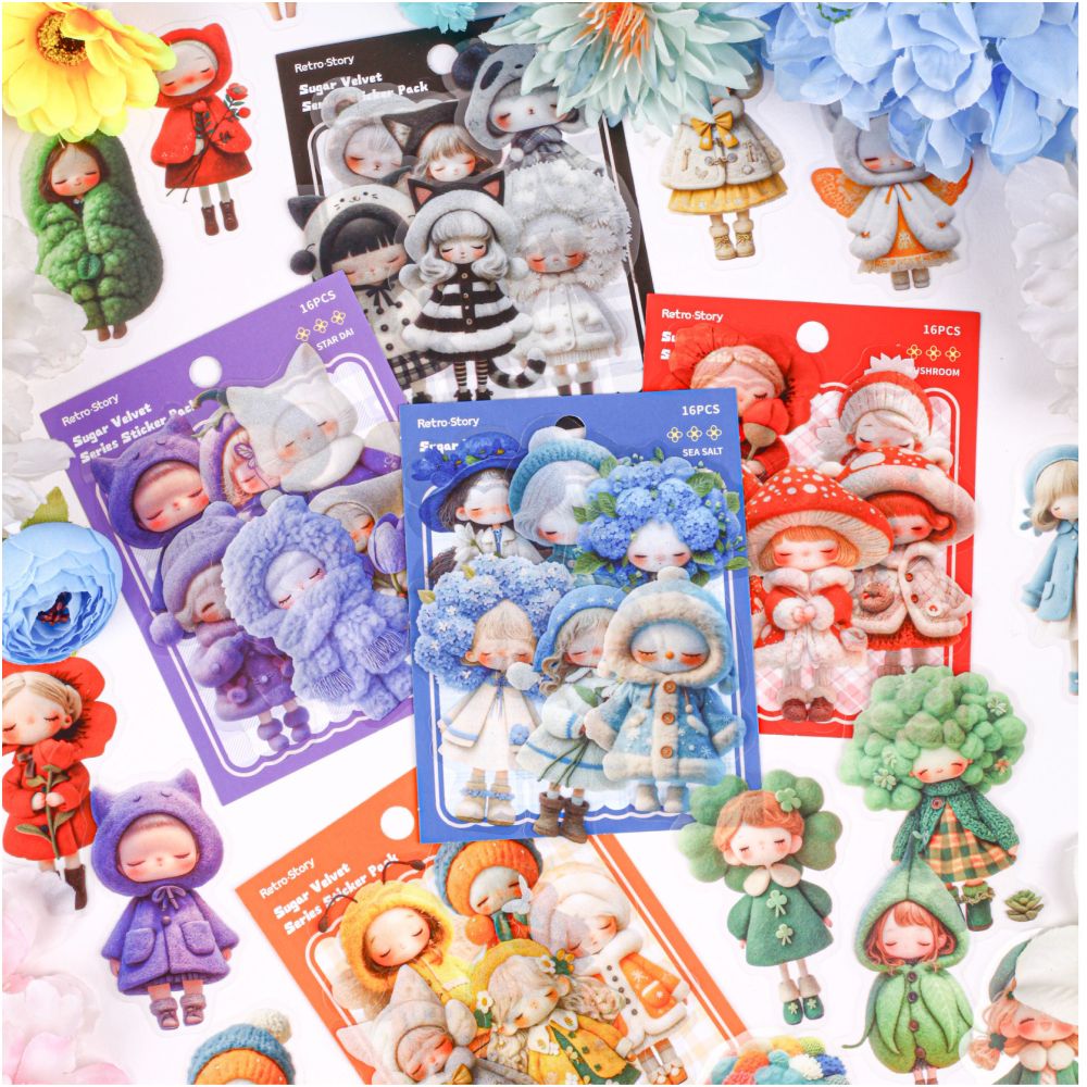 Sugar Velvet Series Doll PET Stickers 20 sheets 6 Styles - ViktaShop
